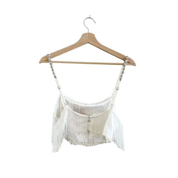 Show Me Your Mumu Swift Fringe Top in White Beaded Fringe XS - Picture 5 of 6